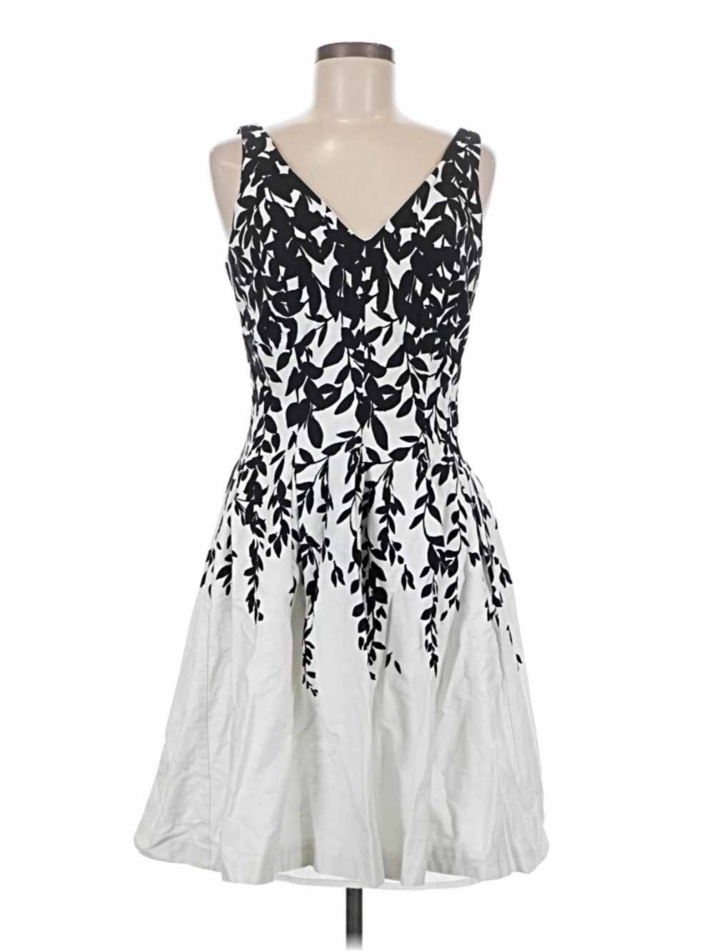 Lauren Ralph Lauren Black White Floral Fit & Flare Dress Size 14